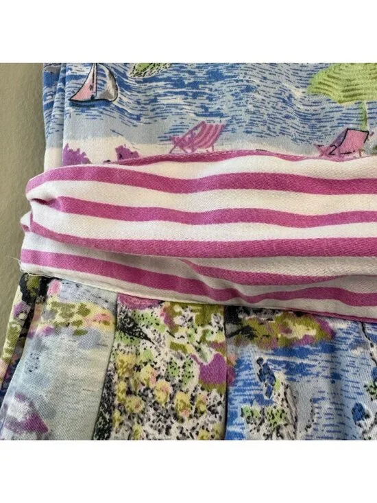 MONSOON Watercolor Beach Scene Dress Girls 5 Sailboats Lake Summer Sundress - Picture 3 of 8